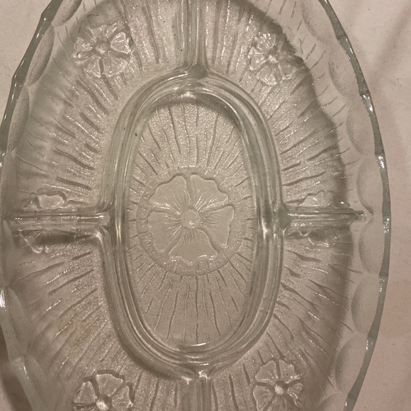 Vintage Glass pickle or separated dish. Poppy theme - Picture 3 of 4